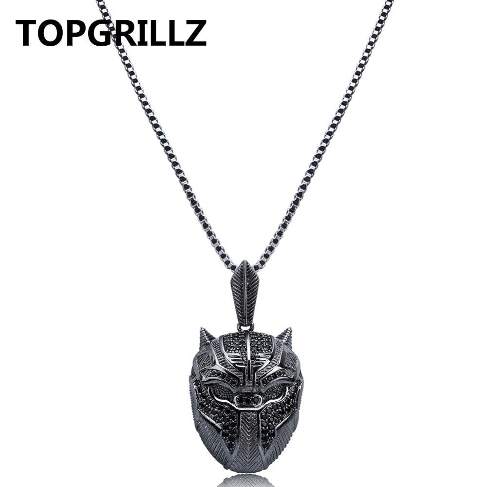 Hip Hop Black Panther Iced Out Pendant Necklace