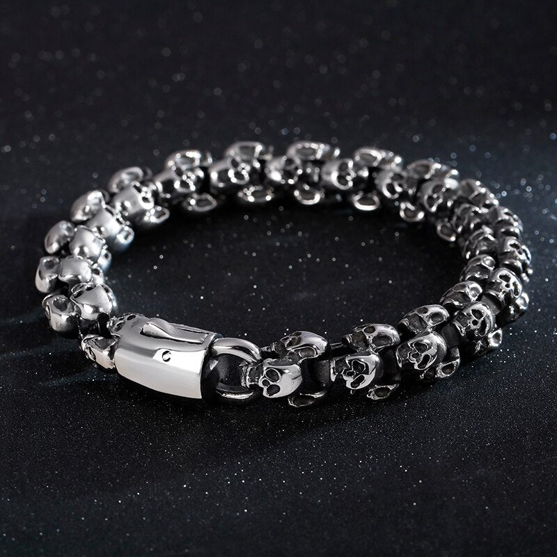 Fongten Vintage Skull Stainless Steel Men Black