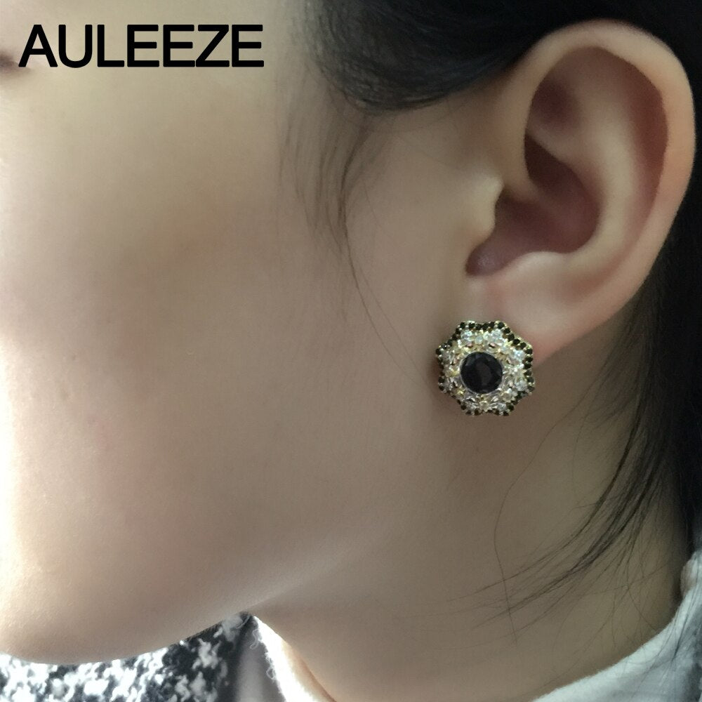 Halloween Flower Solid 10K Two Tone Gold Engagement Earrings Unique