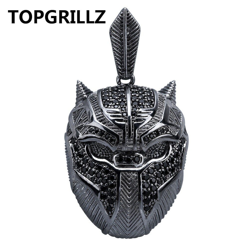 Hip Hop Black Panther Iced Out Pendant Necklace