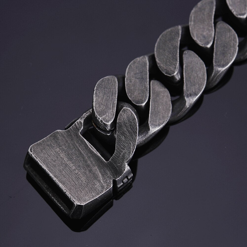 24MM Wide Friendship Mens Bracelets 2020 Heavy Black Stainless Steel