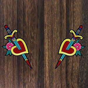 1set Large Bird Flower Patches Sword Love Heart Skull Applique Sew on Iron on Stickers for Dress Clothes Garment Accessories