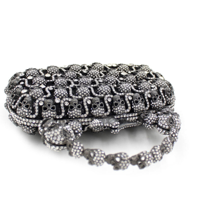 Luxury full diamond Skull evening dinner shoulder bag