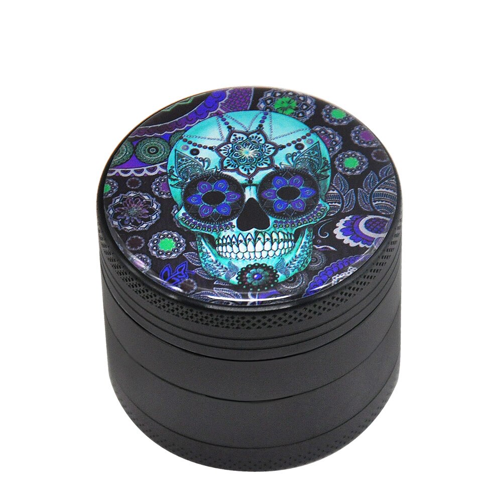 Sugar Skull Series Aluminum Herb Grinder 50MM 4 Piece Metal Tobacco Grinder Grinders Crusher Smoke Accessories