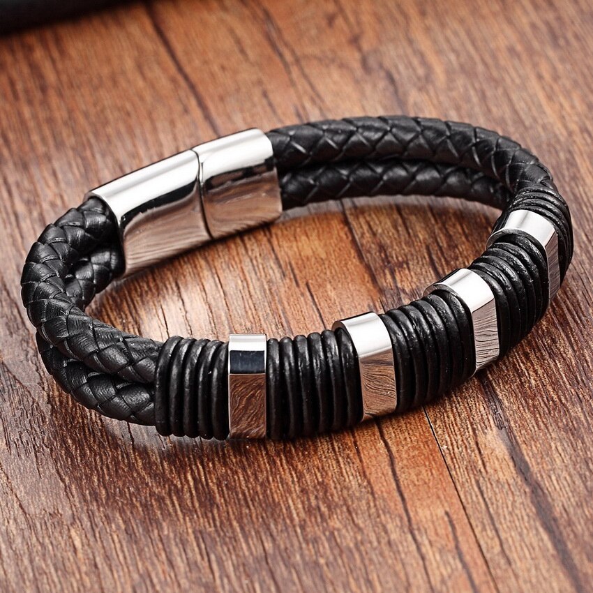 Snake Chain Leather Bracelets Rope Chain with Skeleton Pattern