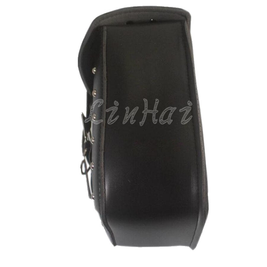 New Black Motorcycle Skull Faux Leather Rectangle Tool Luggage Bag Side