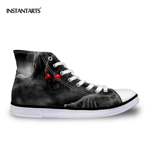 Cool Punk Skull Printed Men's High-top Canvas Shoes