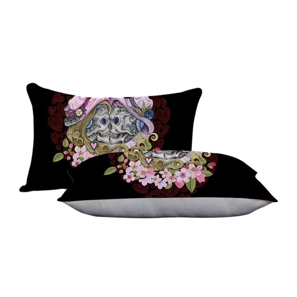 Skull Couples Sleeping Down Alternative Pillow Gothic Throw Body Pillow