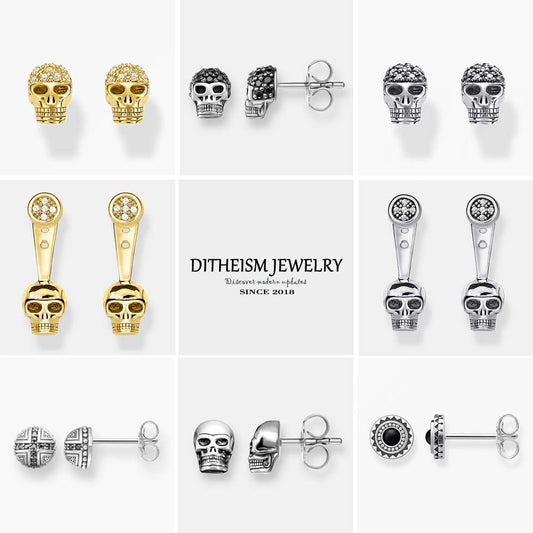 Skull Pave Stud Earrings, 2019 New Cubic Zirconia Fashion