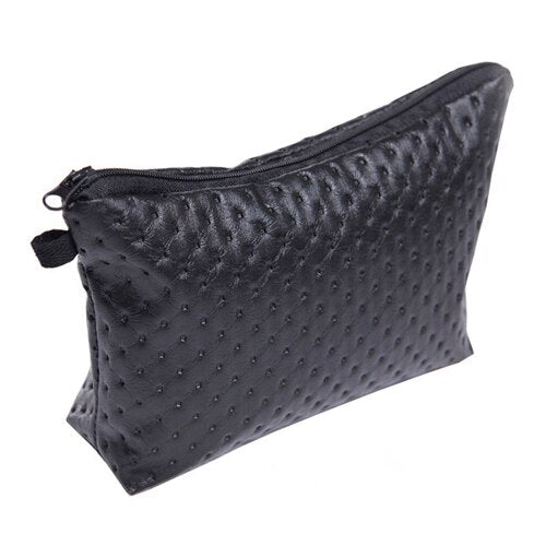 1 pc Black Skull Cosmetic Bag Women PU Leather Makeup Bag