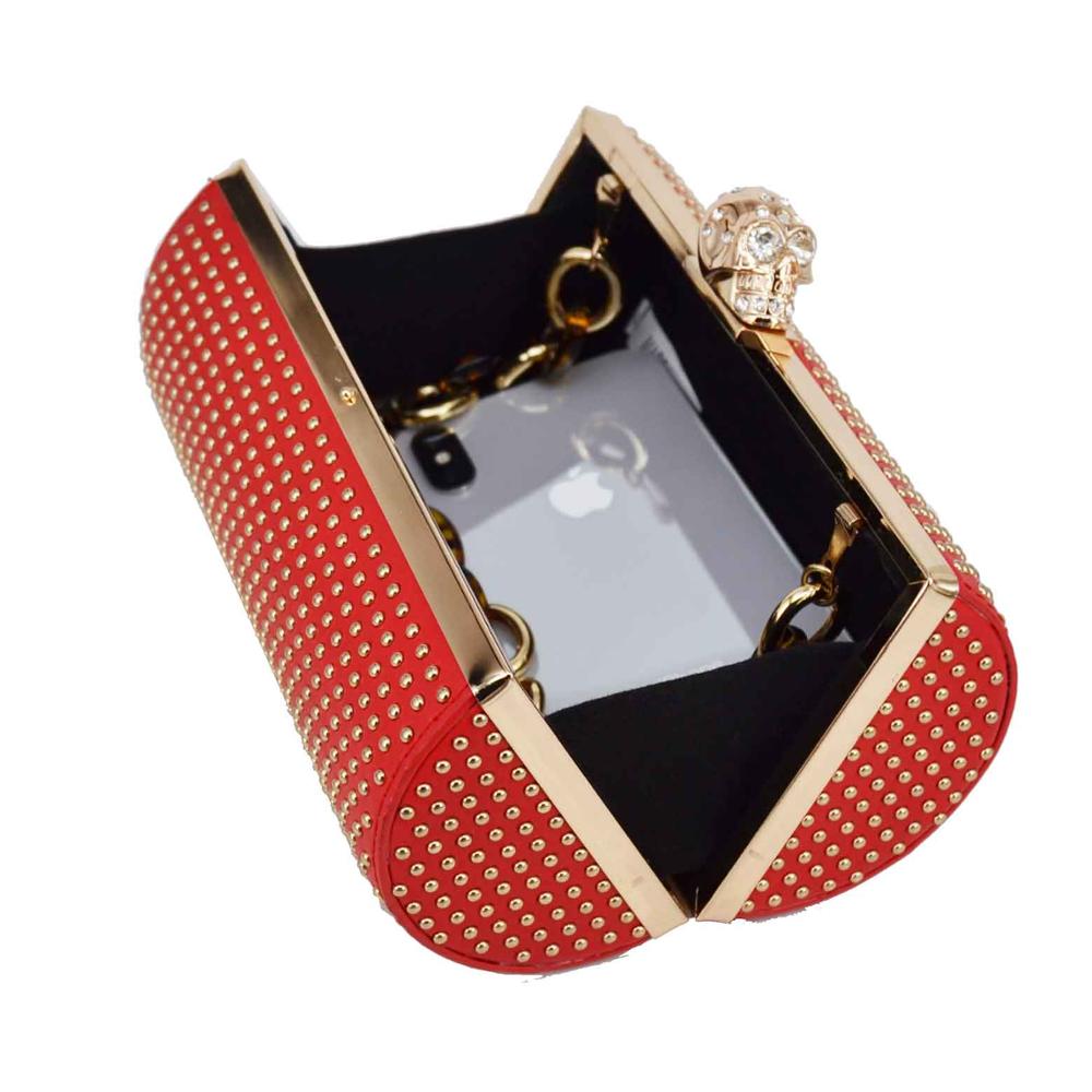 Golden Rivet Cylinder Designer Skull Luxury Shoulder Bags
