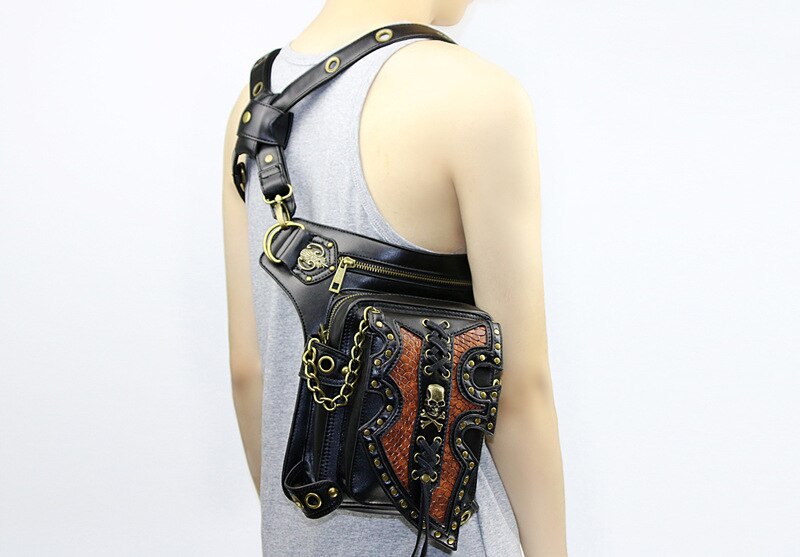 Lady Pockets Skulls Messenger Bag Punk Mujer Femme Women