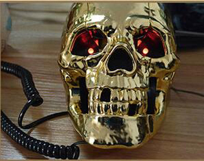 New Golden Color Unique Skull Head Skeleton Shaped Flashing Eyes