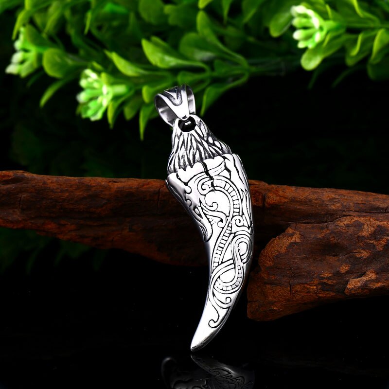Antique Dragon Tooth Pendant Necklace Vintage Tooth Dragon