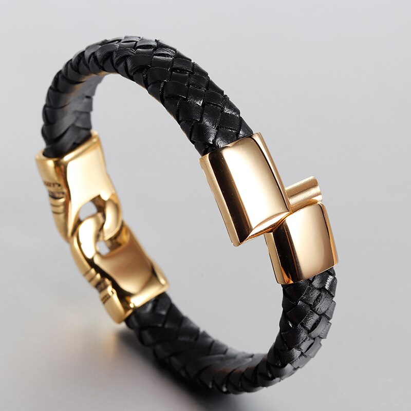 Charm Leather Bracelet For Women Stainless Steel 19cm,21cm size Genuine Leather
