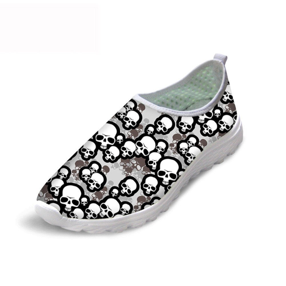 Summer Skid-Proof Nurse Flat Shoes Women 3D Hand Painted Skull