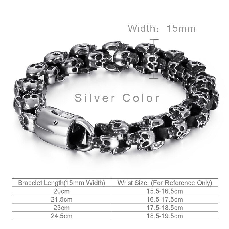 Fongten Vintage Skull Stainless Steel Men Black
