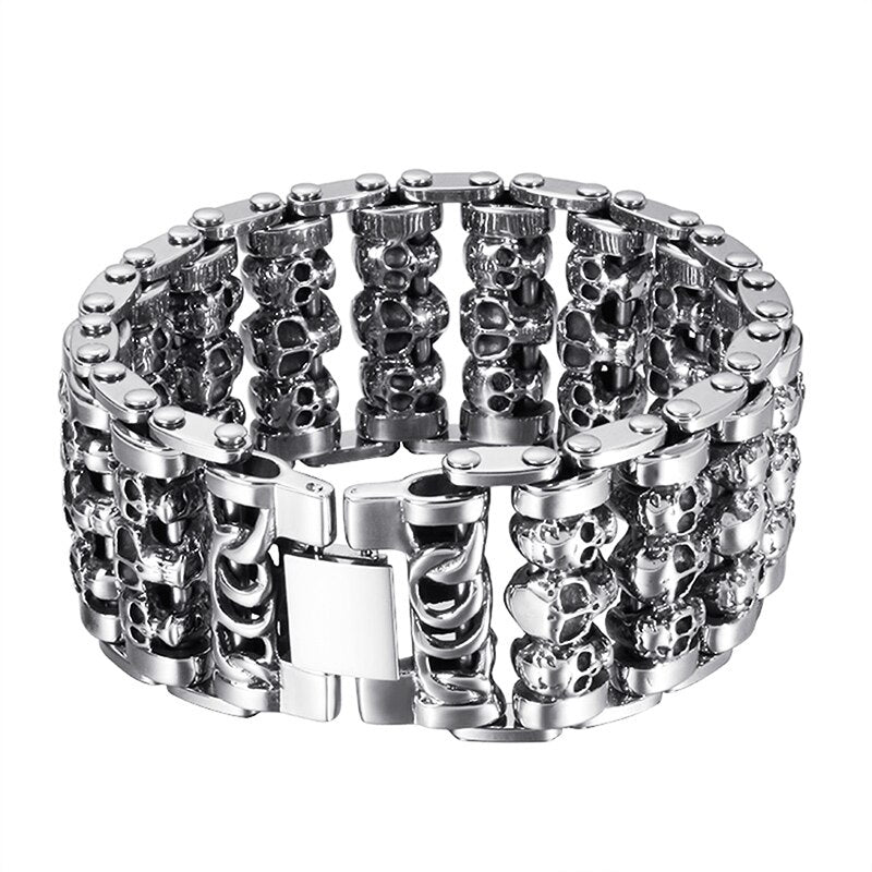 Wholesale Wide Skull Stainless Steel Bracelets