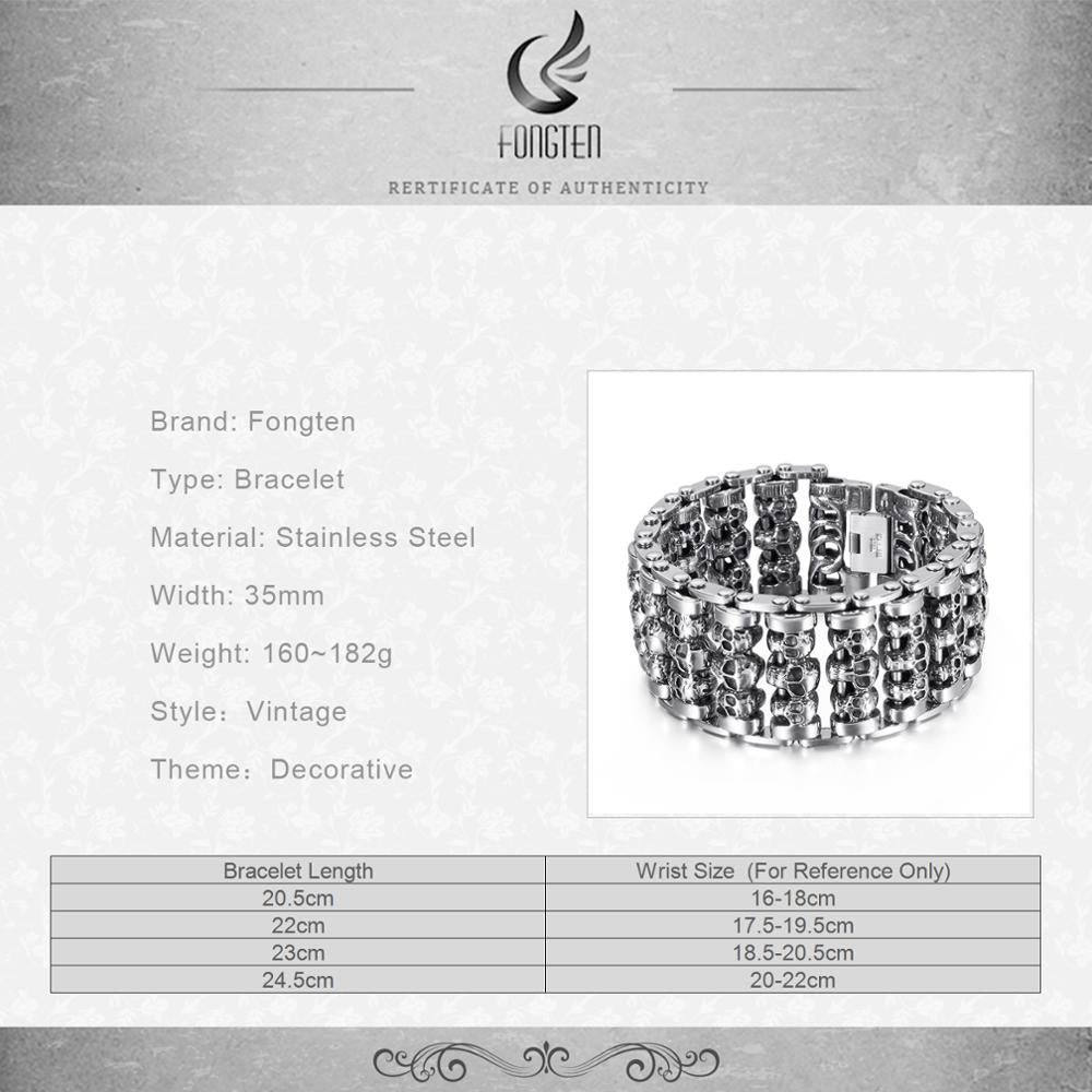 Wholesale Wide Skull Stainless Steel Bracelets