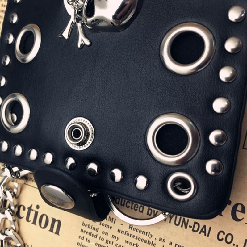 2020 Fashion Man Wallet Punk Gothic Skull Head Chain Purses
