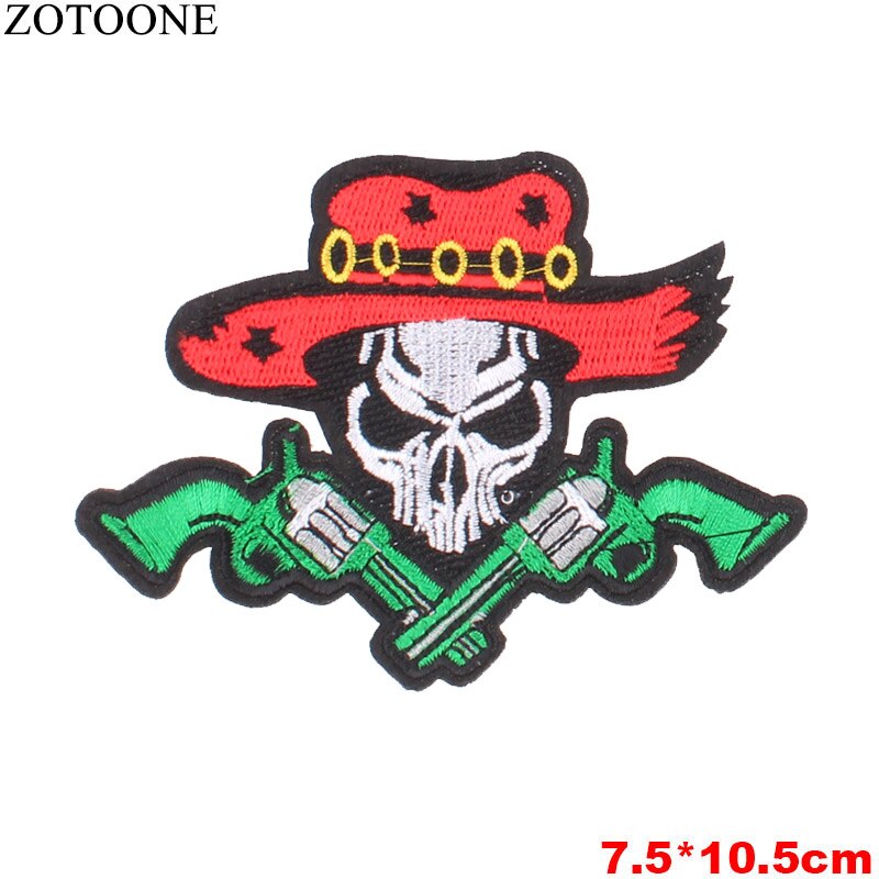 Punk Rock Skull Embroidery Patches For Clothing Flower Rose Skeleton Iron