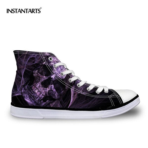 Cool Punk Skull Printed Men's High-top Canvas Shoes
