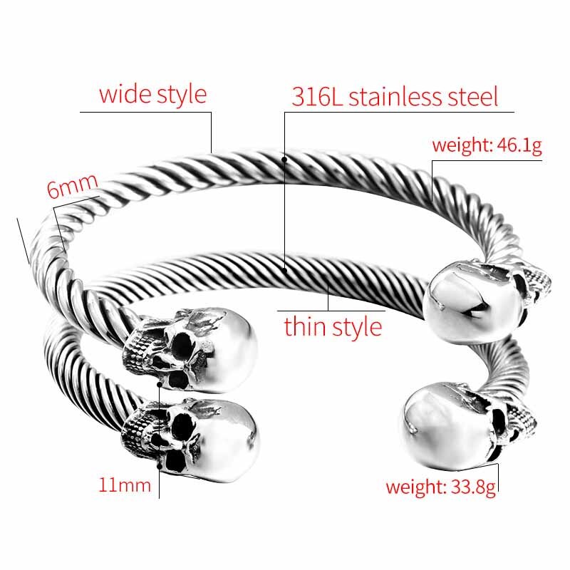 New Cool Punk Skull Bracelet For Man 316 Stainless Steel
