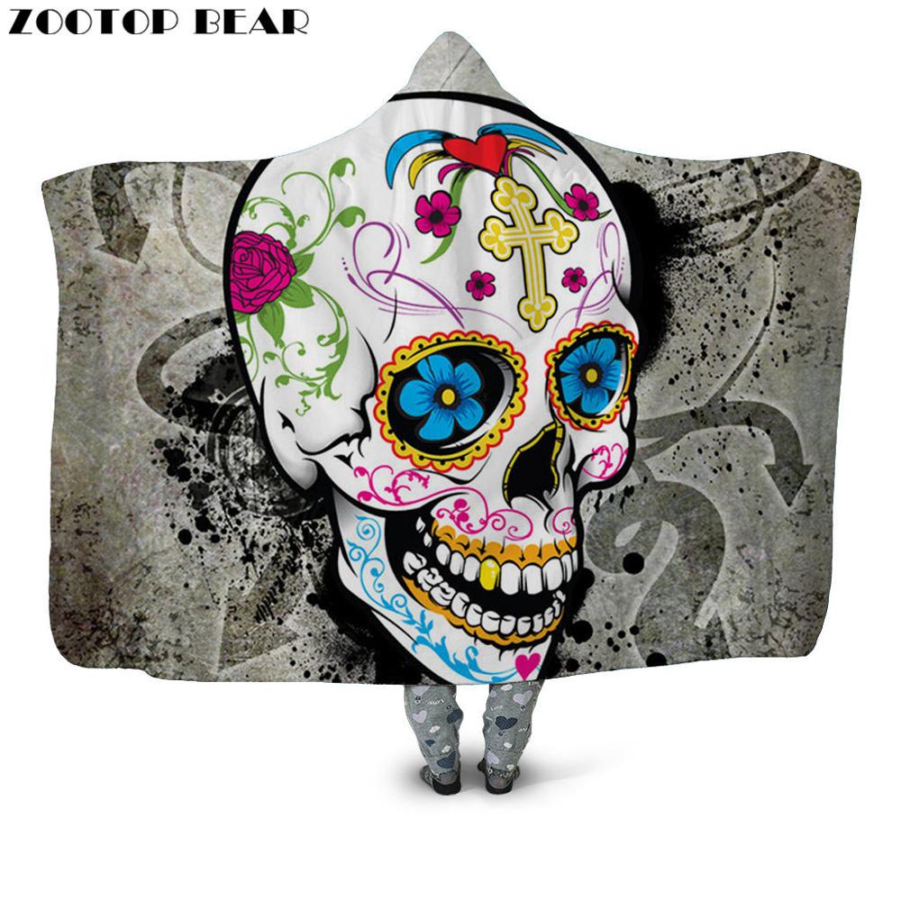Fashion Hooded Blanket Skull Anime 3D Printing Woman Bedding