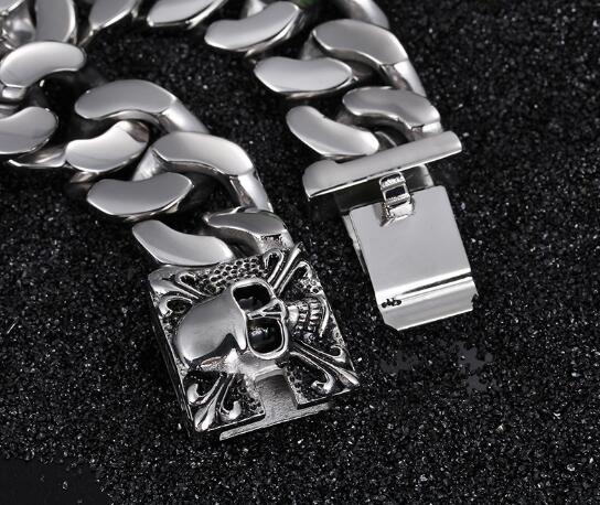 High Quality Men's Stainless Steel Cuban Curb Link Chain Skull