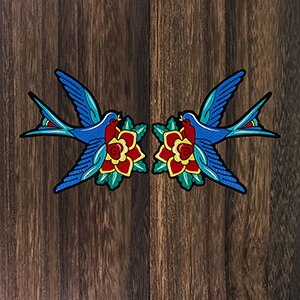 1set Large Bird Flower Patches Sword Love Heart Skull Applique Sew on Iron on Stickers for Dress Clothes Garment Accessories