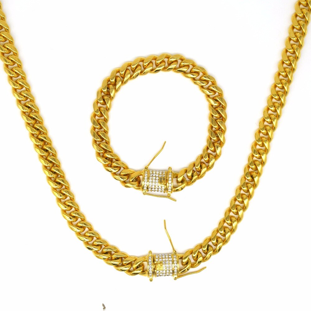 10mm Men Cuban Miami Link Necklace Stainless steel