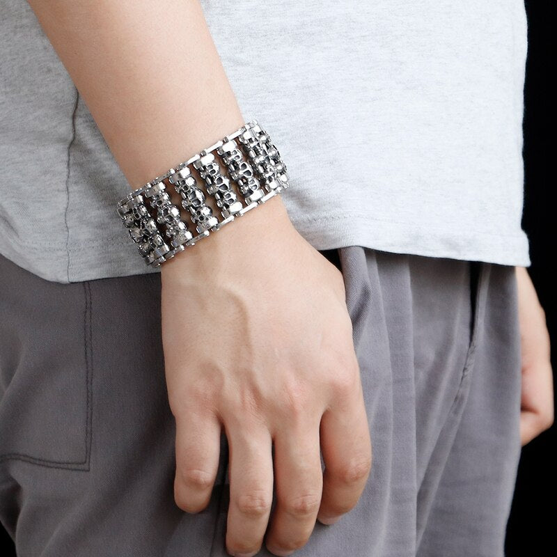 Wholesale Wide Skull Stainless Steel Bracelets