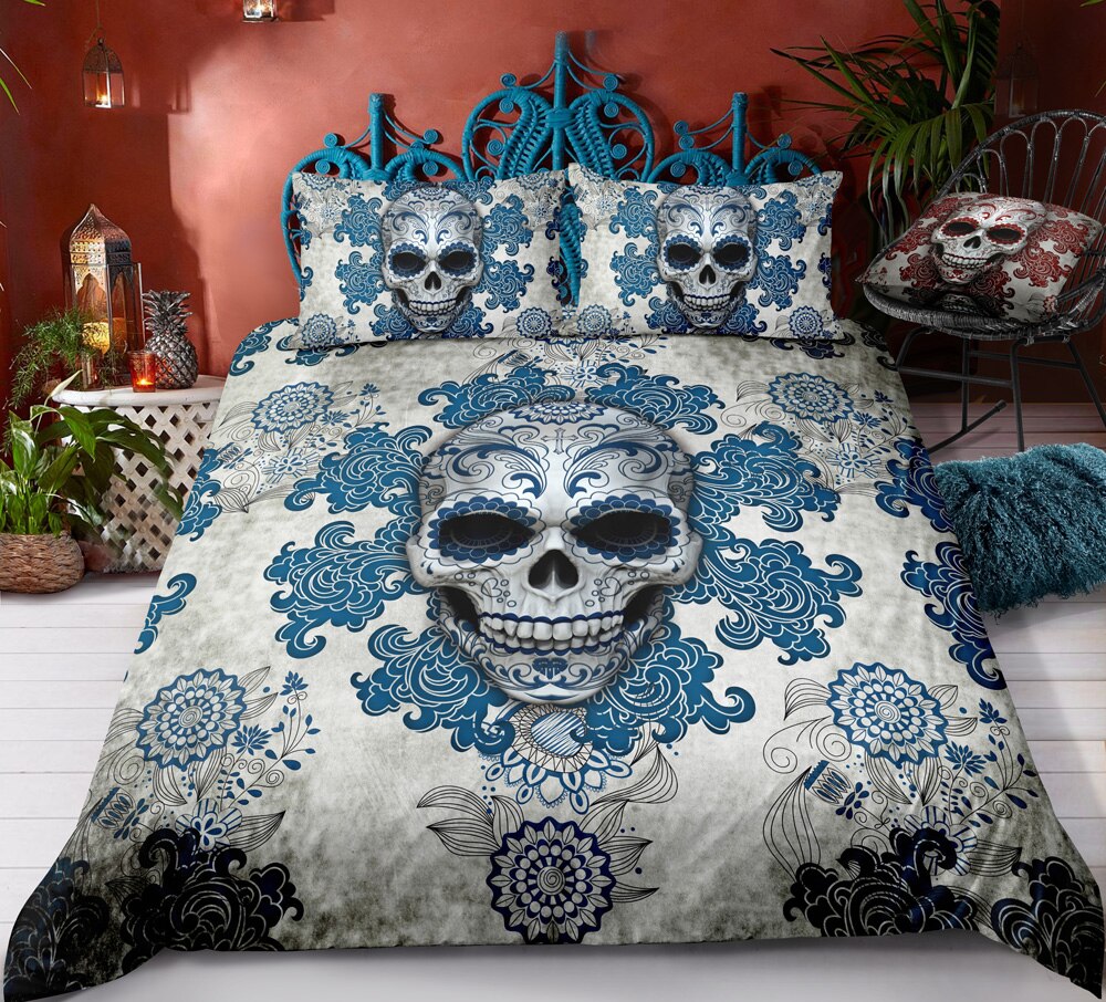 3D  Digital Printing Scream Skull Bedding Set  Skull Duvet Cover