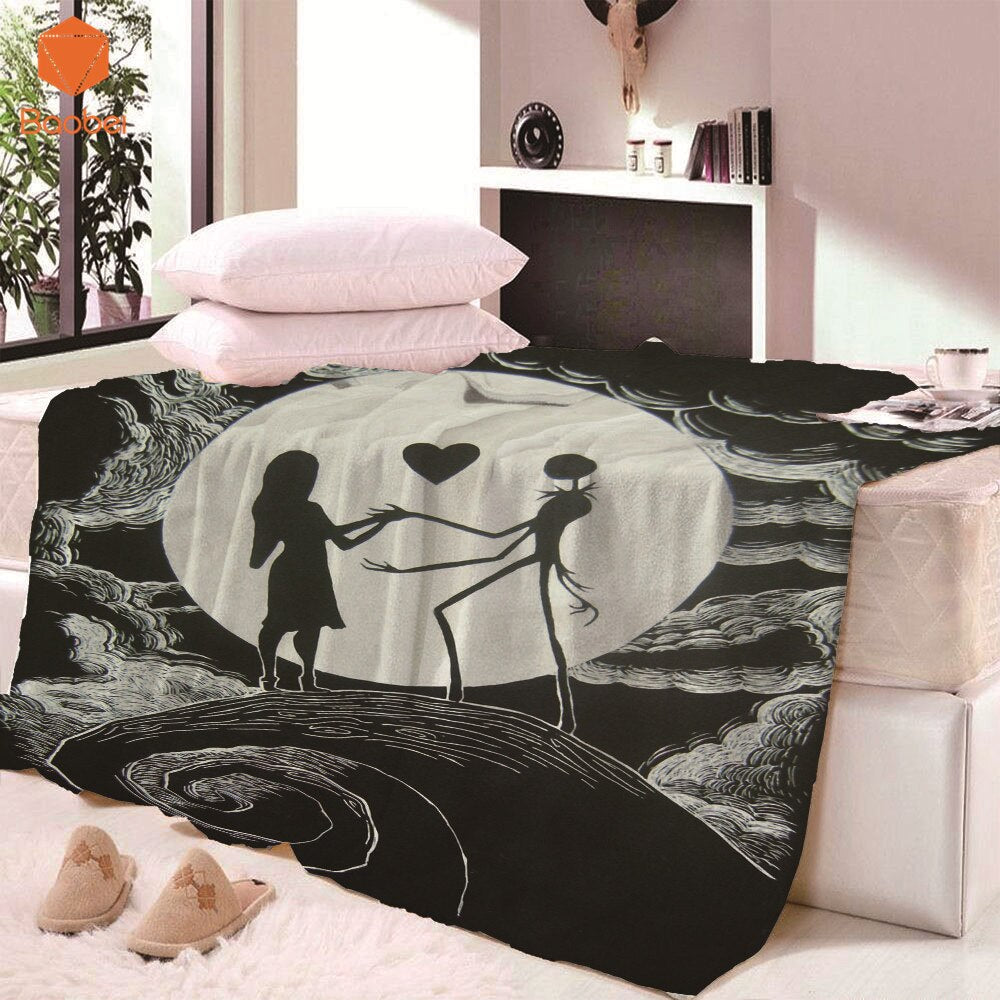 Super Soft Thin Skull Love Rectangle  Blanket for Bed BeachTowel