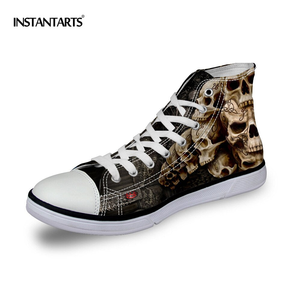 Cool Punk Skull Printed Men's High-top Canvas Shoes