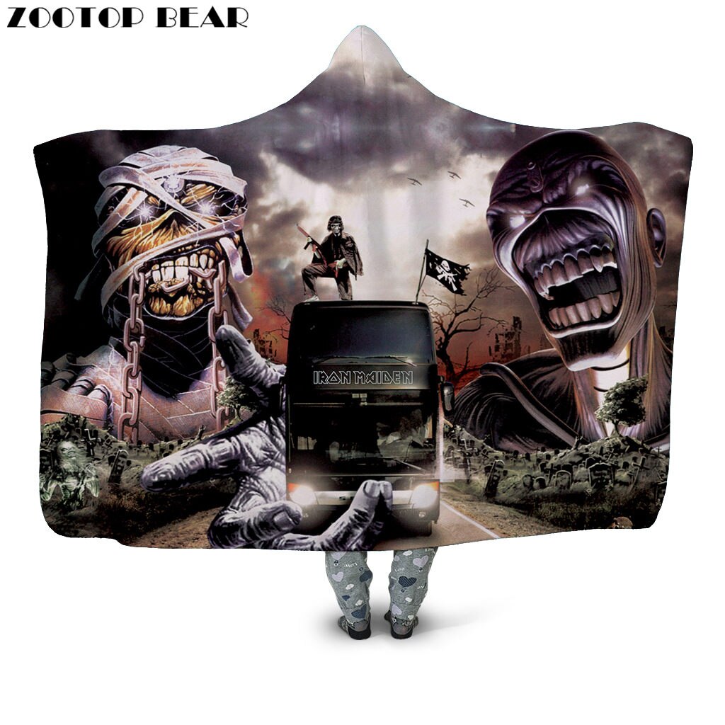 Fashion Hooded Blanket Skull Anime 3D Printing Woman Bedding