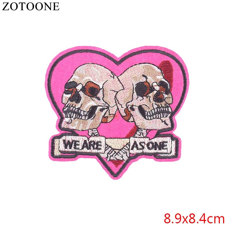 Punk Rock Skull Embroidery Patches For Clothing Flower Rose Skeleton Iron