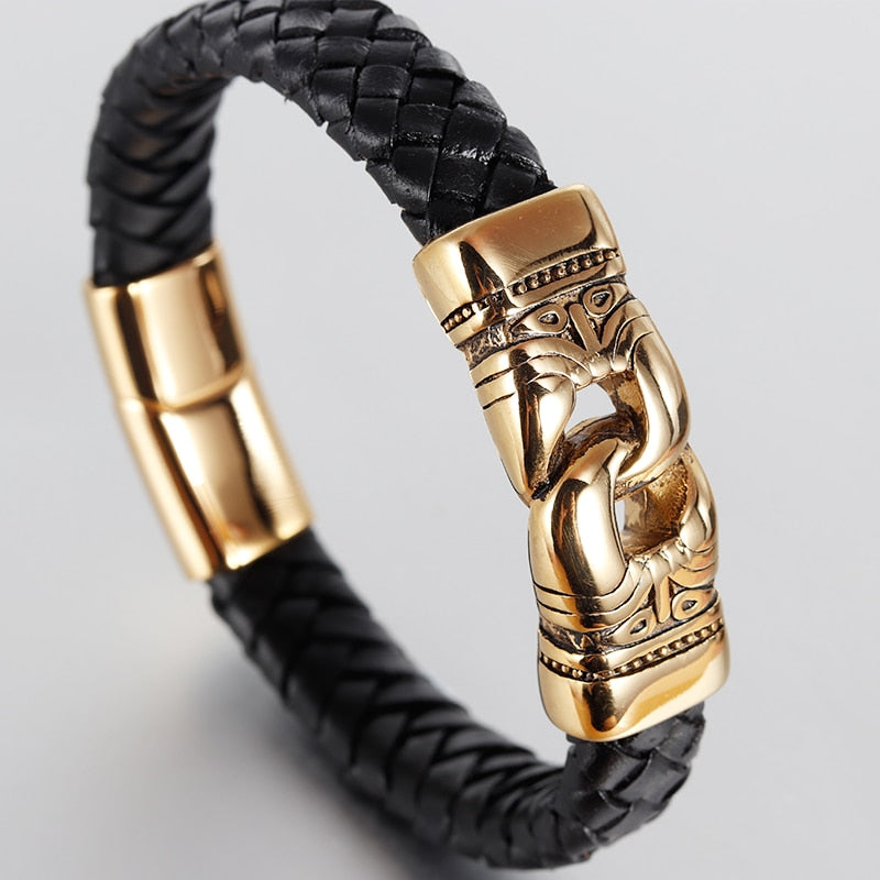 Charm Leather Bracelet For Women Stainless Steel 19cm,21cm size Genuine Leather