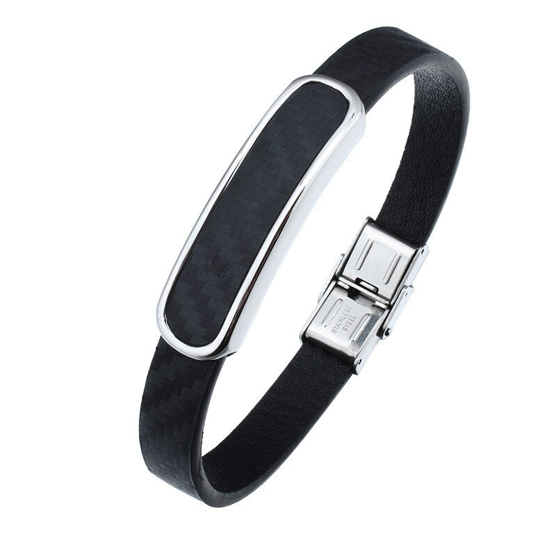 Hiphop Style Microfiber Leather Bracelets with Stainless Steel