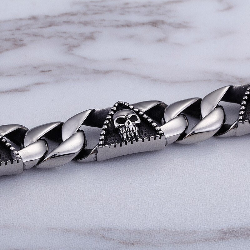 Pharaoh skull classic men trend titanium steel bracelet