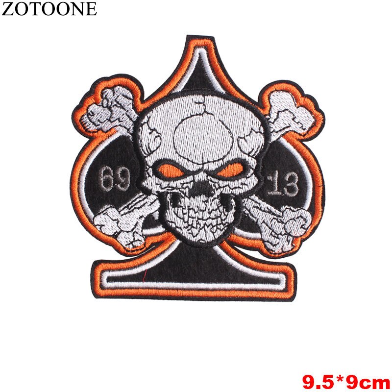 Punk Rock Skull Embroidery Patches For Clothing Flower Rose Skeleton Iron