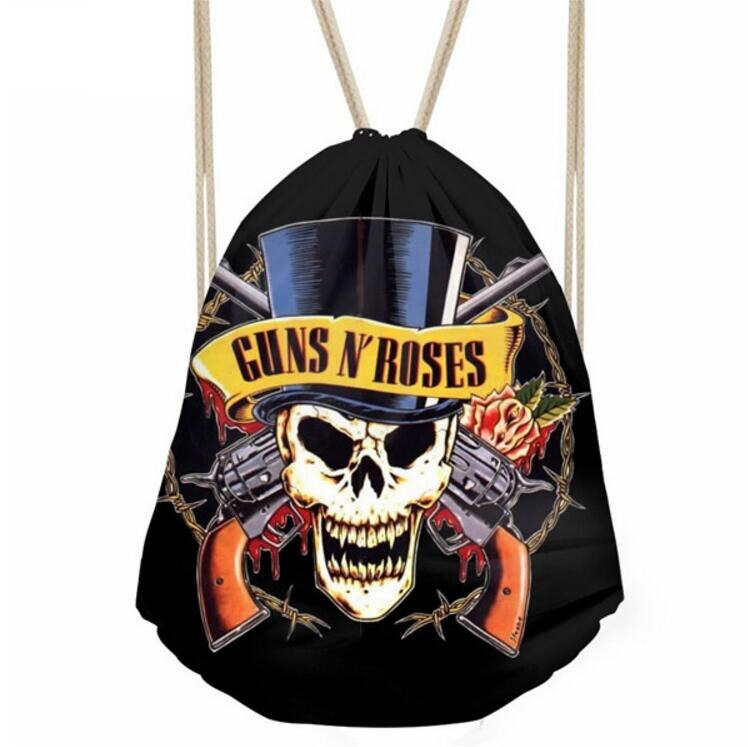 Rose Pistol Women Men Unisex skull 3D Print String Bag