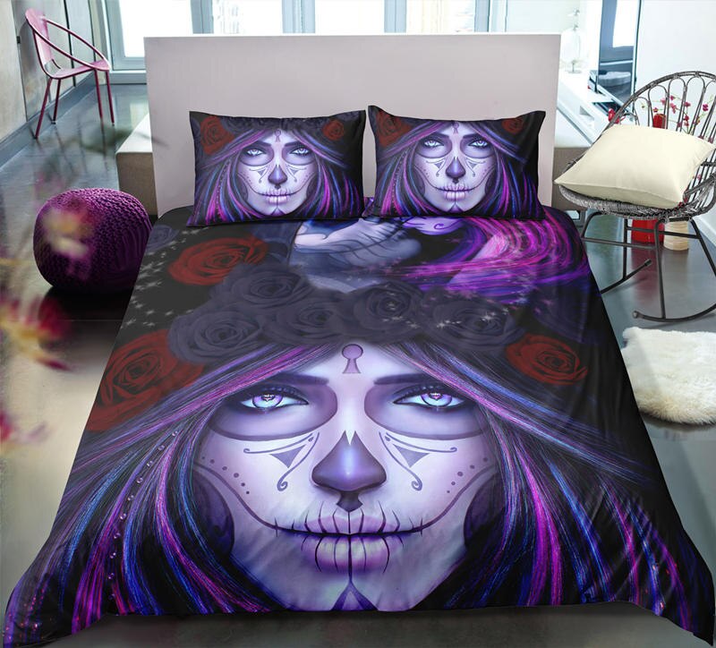 3D  Digital Printing Scream Skull Bedding Set  Skull Duvet Cover