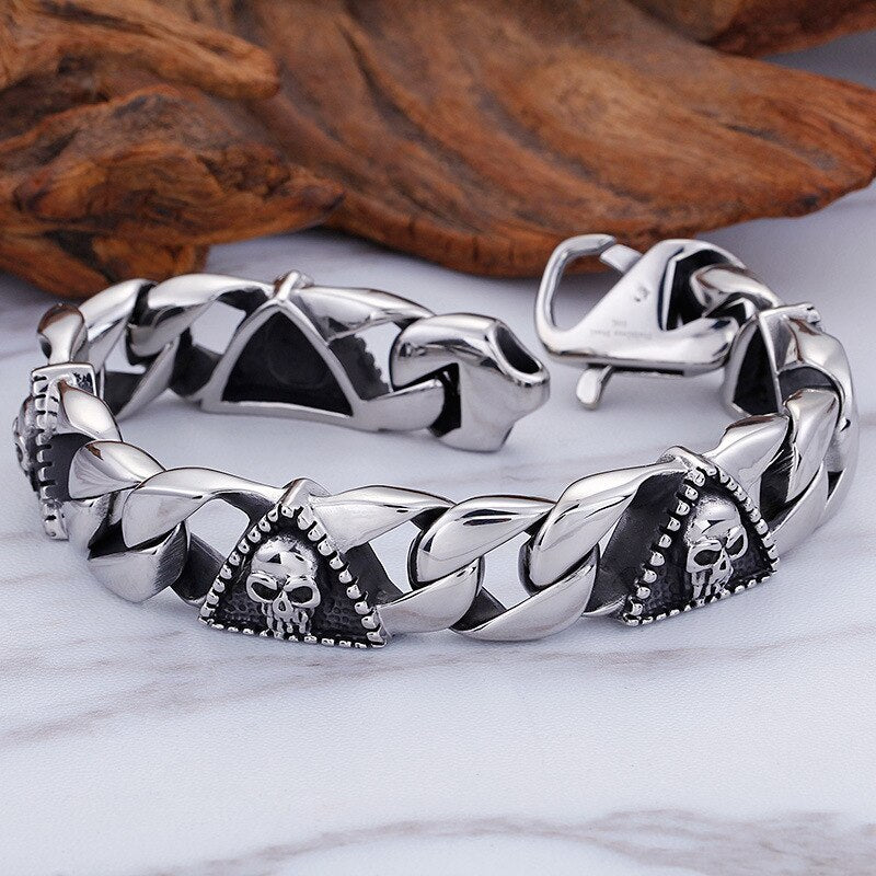 Pharaoh skull classic men trend titanium steel bracelet
