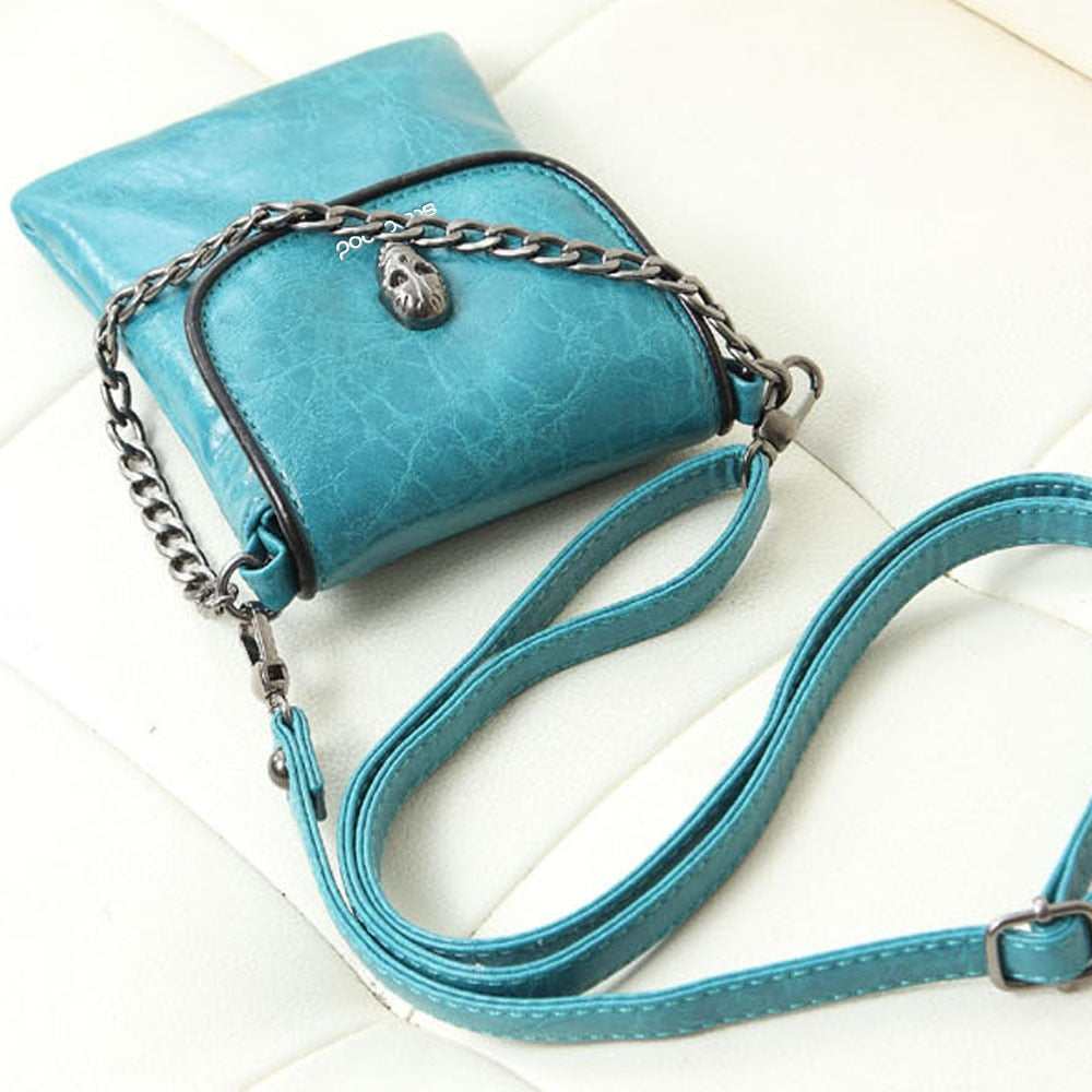 Hot New Women's Fashion Faux Leather Skull Pattern Mini