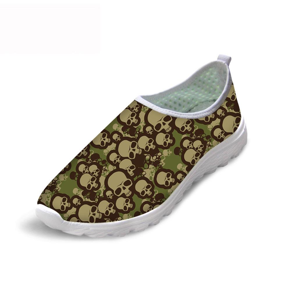 Summer Skid-Proof Nurse Flat Shoes Women 3D Hand Painted Skull