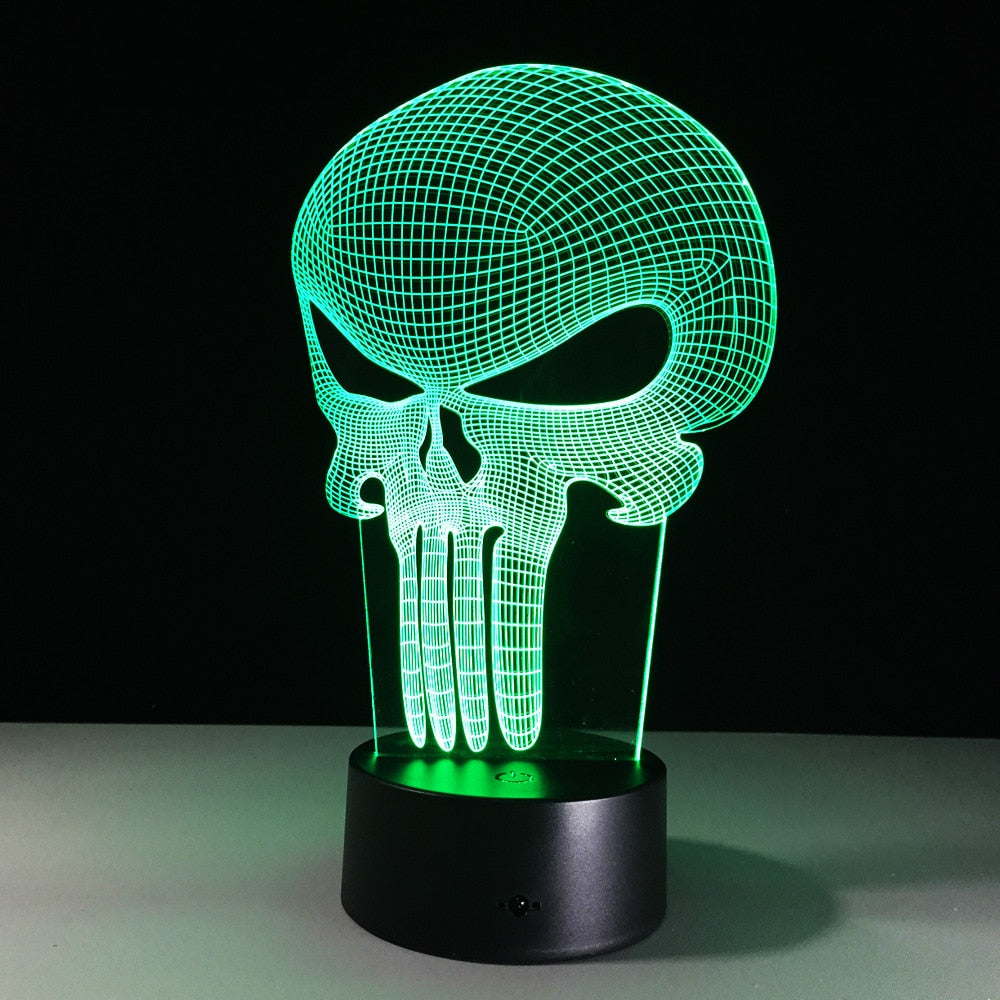 3D LED Color Night Light Changing Lamp Halloween Skull Light Acrylic 3D