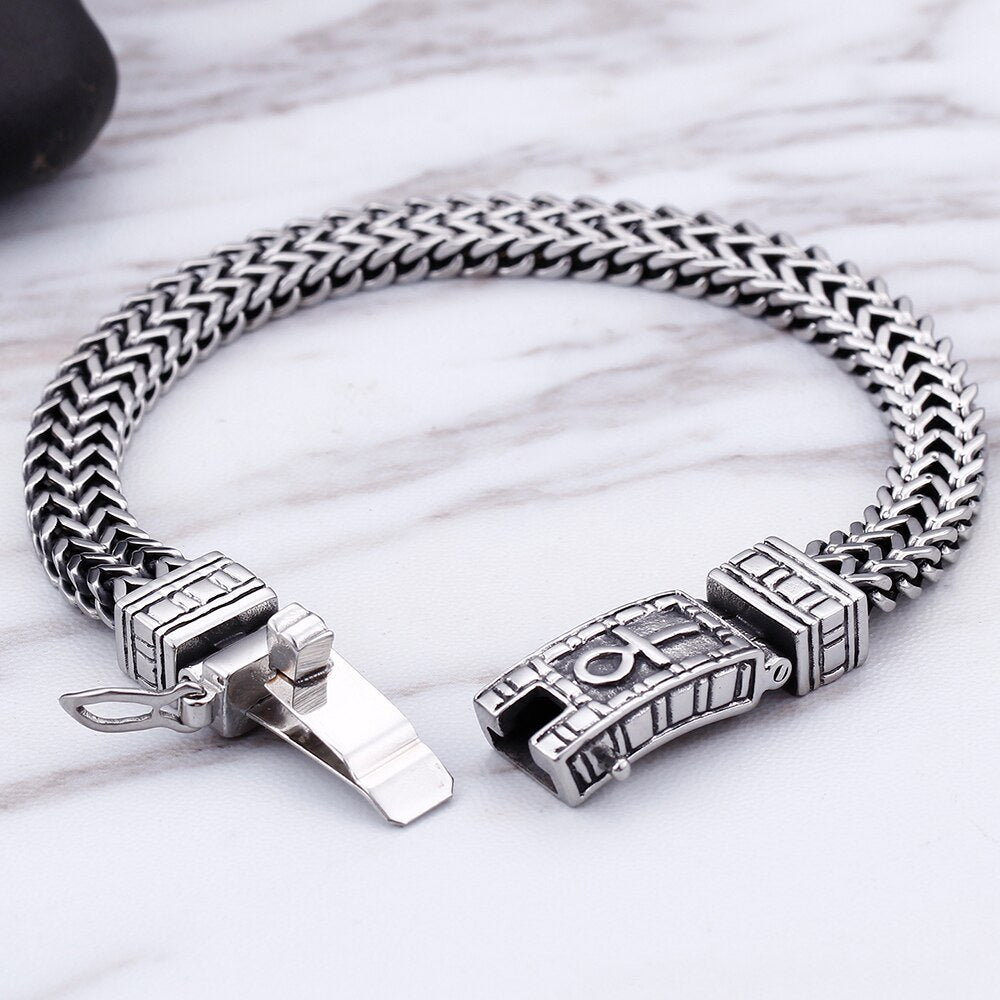 Rock Mens Bracelets Bangles Heavy Stainless Steel Charm Bracelet