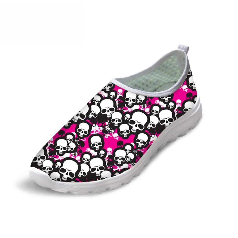 Summer Skid-Proof Nurse Flat Shoes Women 3D Hand Painted Skull