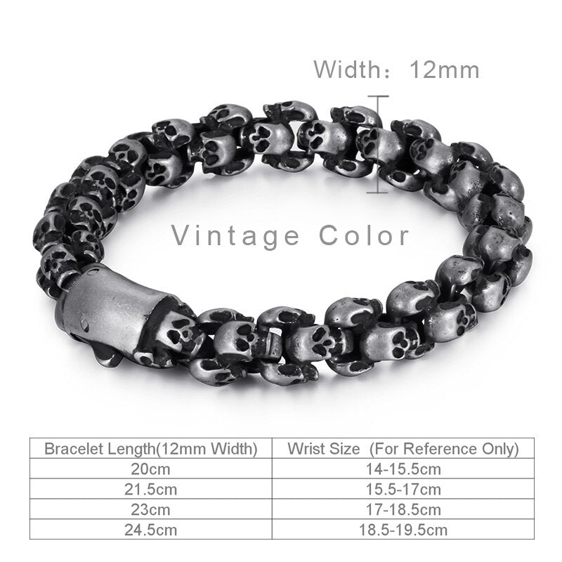 Fongten Vintage Skull Stainless Steel Men Black
